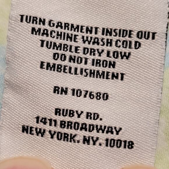 Ruby Rd. FAVORITES Blue Green Jeweled Embellished Neck Line Women's Sz M Top - Picture 5 of 7